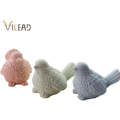 VILEAD Matte Ceramic Magpies Bird Figurines Magpie Ornament Statue Animal Birds Model Home Decor Creative Gift for Kids