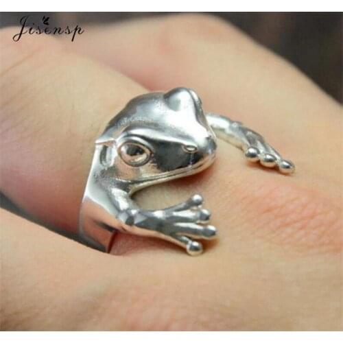 Vintage Silver Color Cute Toad Frog Rings for Women Personality Animal Unisex Frog Adjustable Ring Couple Jewelry bague homme