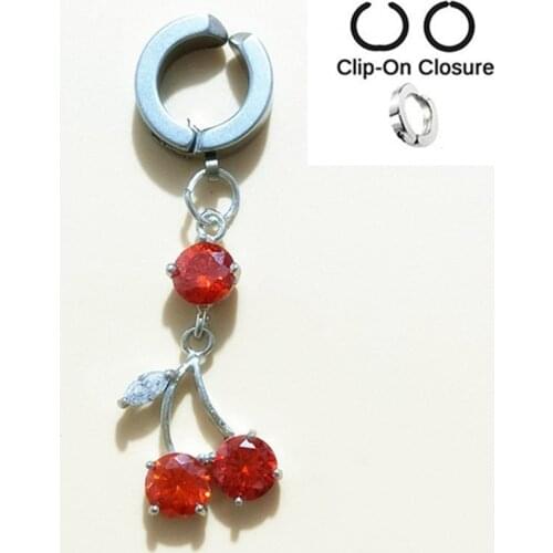 Cherry fake Belly Button Rings 316l Steel Body Jewelry Belly Piercing Rings Sexy Fake Navel Piercing Ombligo
