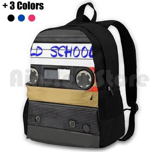 Old School Music Outdoor Hiking Backpack Waterproof Camping Travel Music Tape Cassette Vinyl Classic Hip Hop Hiphop Rap Rapper