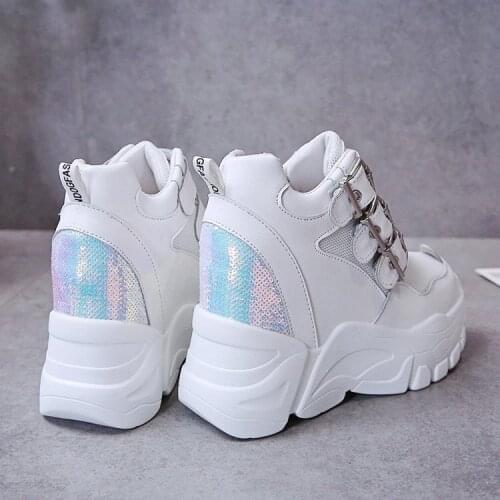 Hidden Heel White Shoes Thick Bottom Muffin Daddy Shoes 2021 Spring and Summer New Fashion Sneakers for Women