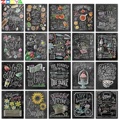 ZOOYA Square/Round Diamond 5D DIY Diamond Drawing "Chalkboard Word" 3D Embroidery Cross Stitch 5D Home Decoration Gift SP863