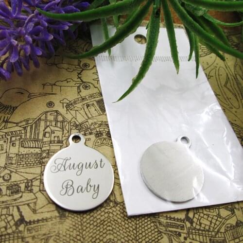20pcs--"August Baby "stainless steel charms 5 styles for choosing DIY Charms for necklace bracelets