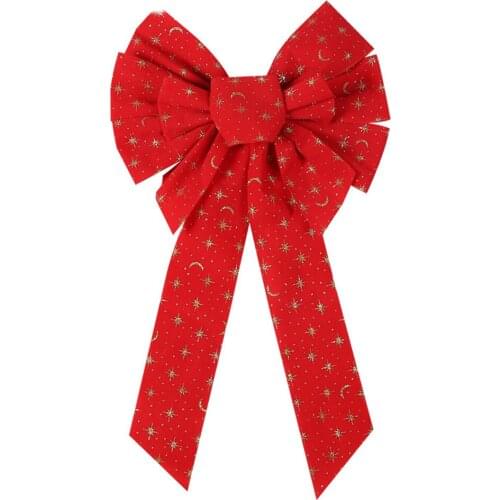 2Pcs Christmas Bow Decoration Glitter Star Christmas Bow Tie Decoration DIY Christmas Tree Christmas Pendant Party Gift