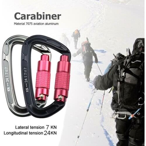 24KN Outdoor Rock Climbing D Shaped Mountaineering Caving Security Climbing Buckle Carabiner Master Lock Climbing Equipement