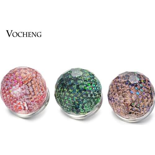 3 Colors Vocheng Resin Ginger Snap button Charms Copper Metal Base 18mm Snap button Charms Vn-1968