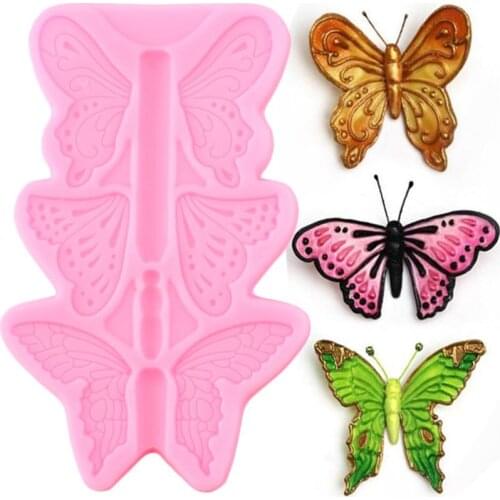 3D Butterfly Silicone Mold Cupcake Topper Fondant Cake Decorating Tools Chocolate Gumpaste Mould Polymer Clay Candy Moulds