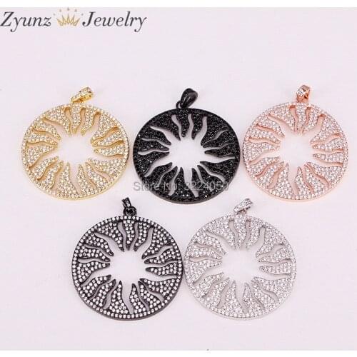 5PCS Fashion copper micro pave CZ hollow out round pendants for women Jewelry