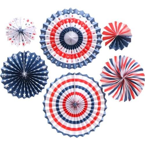6pcs Hanging Paper Fan Colorful Carnival Circus Round Pattern Paper Garland Decoration for Birthday Baby Shower Graduation Party