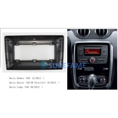 9 inch Car Fascia Radio Panel for Dacia Duster 2013+; Dokker, Lodgy 2012+ Dash Kit Install Facia Console Bezel Adapter Plate