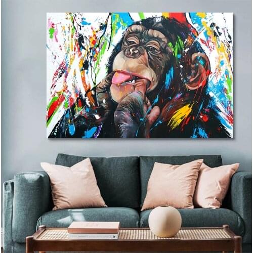 Abstract Monkey Graffiti Gorilla Canvas Painting Wall Art Prints and Posters Modern Pictures Cafe Room Decoration