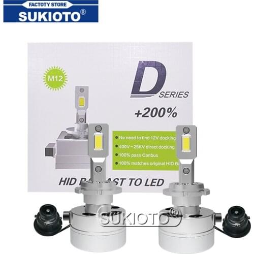 SUKIOTO D2S D2R Car LED Headlight Kit D1S Canbus LED Bulb D3S 6000K White D4S D5S D8S Auto LED Headlamp To Replace HID Ballast