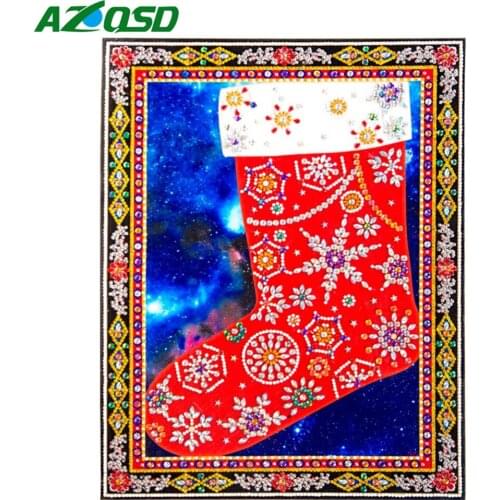 AZQSD 5d Diamond Painting Christmas Special Shaped 30x40 Cross Stitch Home Decor Picture Of Rhinestones Gift Diy Wall Art