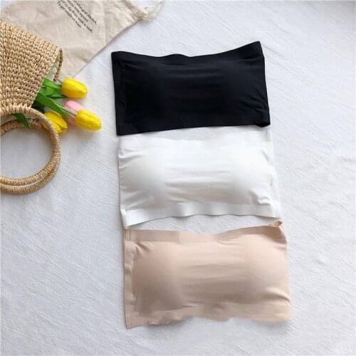 Seamless One-piece Tube Tops Women Removable Pads Intimates Basic Black/White/Skin Womens Strapless Bra Bandeau Tube Top