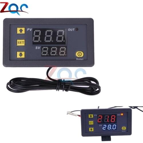 W3230 DC 12V Digital Thermostat Temperature Controller Red And Blue Display 20A -55-120 Degree Temperature Measurement Data Save
