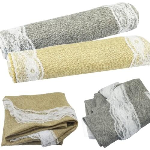 Rustic Table Runner Natural Imitated Linen Table Cloth Lace Table Runners Home table covers Wedding Christmas Party Supplies