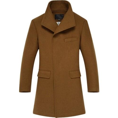 Over Coat Long Winter Coat For Men Slim Thick Wool Coat Brown Male Cashmere Blended Long Overcoat Wool Trench Coat Men Fashion