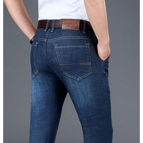 New Mens Jeans Spring Summer Thin Fashion Stretch Slim Cotton Straight Leg Denim Casual Wear Brand Trousers Men Pants Clothing