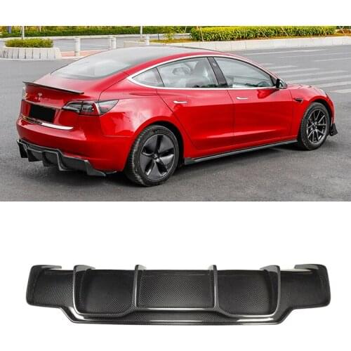 Real Carbon Fiber Car Rear Bumper Diffuser Lip For Tesla Model 3 2015 - 2019 Rear Bumper Diffuser Lip Spoiler Apron Protector