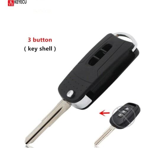 Keyecu 2pcs/lot New Replacement 3 Buttons Uncut Flip Folding Remote Key Shell Case For Chevrolet Captiva 2006 2007 2008 2009