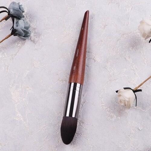 High Quality No.100 Wood Handle Straight Synthetic Fiber Precision Foundation Cream Brush Pro Beauty Makeup Tool