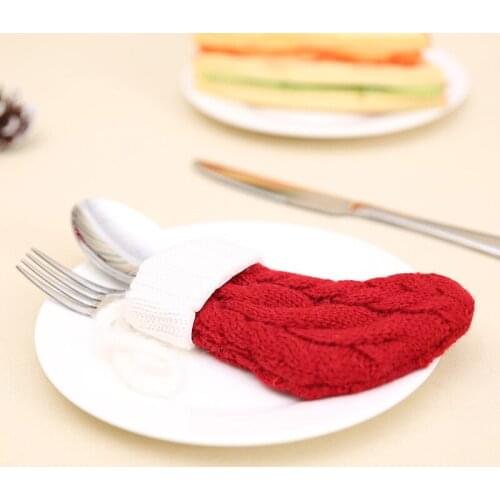 Red Christmas Knitted Decorations Christmas Tree Socks Kitchen Xmas Decorations Christmas Tree Pendants