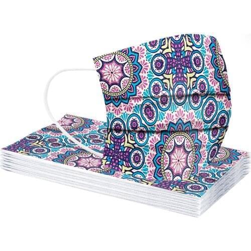 10/50pc Masque Jetables Mascarillas Disposable Breathable Print Masks For Women Fashion Masque Halloween Cosplay Bandana