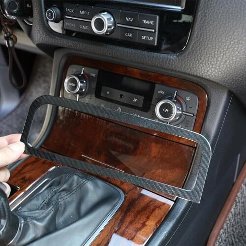 Real Carbon Fiber Sticker Car Interior Air Conditioning Decoration Frame Trim for Volkswagen Touareg 2011-18 Models Accessories