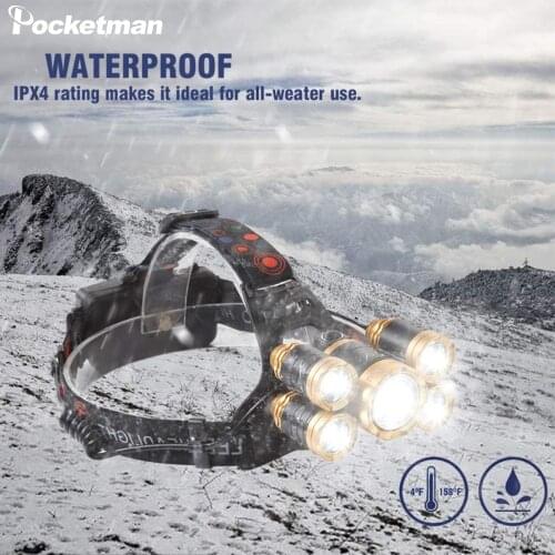 New T6 Zoomable Headlight Waterproof Head Torch Powerful LED Headlamp Use 18650 Battery Adjustable with 4 Modes Headlamp