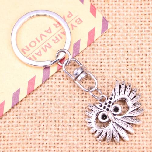 New Fashion Keychain 30x26mm big eye owl head Pendants DIY Men Jewelry Car Key Chain Ring Holder Souvenir For Gift
