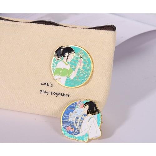 New Product Japanese Anime Peripheral Badge Little White Dragon Chihiro Medal Pin Bag Accessories Couple Jewelry Badge Wholesale