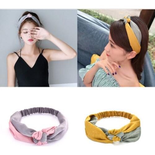 New Fashion Women Elegant Soft Headband Vintage Cross Knot Elastic Hair Bands Solid Girls Hairband Hair Accessories 2021