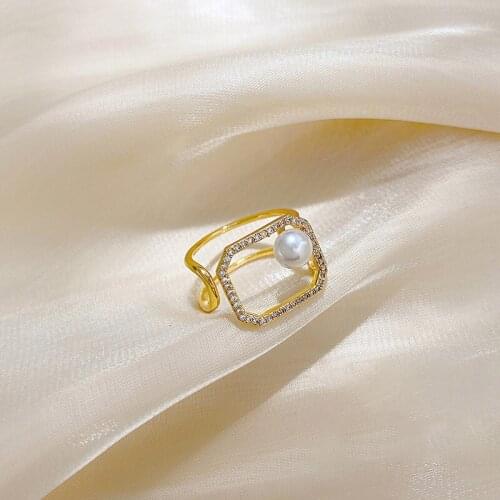 Plating personality opening ring cold wind temperament geometric square index finger ring fashion joint ring jewelry