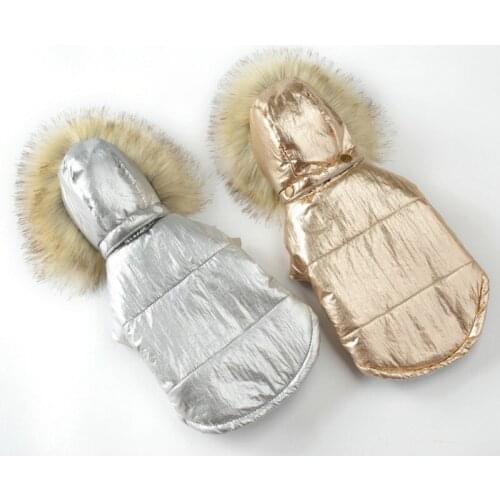 Dog Clothes Winter Warm Jacket Waterproof Fur Hooded Puppy Pet Coat Chihuahua French Bulldog Clothing Overalls For Small Dogs