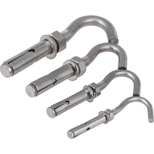 Open Hook Eye Bolts Screws Fixings Hanging Wall Anchor A4 Stainless Steel M6 M8