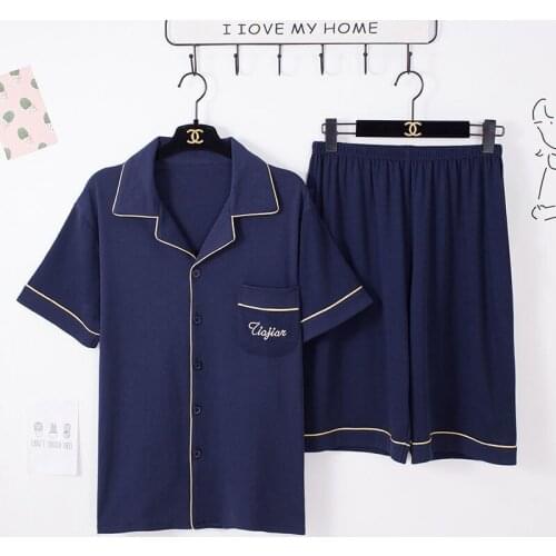 5XL Summer Mens Pajamas Short Sleeve Fat Clothing Plus Size 100Kg Cardigan Middle-aged Youth Homewear Daddy Suit Men Nightwear