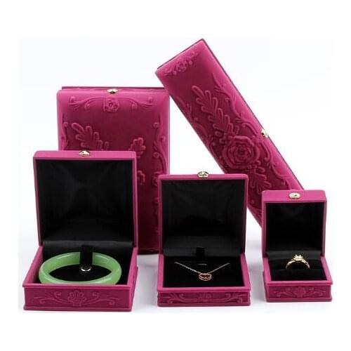 50pcs/lot Luxury Flocking Jewelry Box European Retro Style Embossing Pattern Ring Necklace Pendant Box Storage Case Gift Boxes