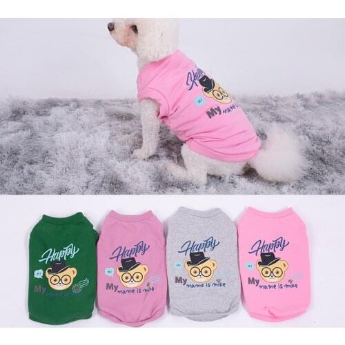 2021 Letters Cartoon Bear Printed Dog Shirt Summer Cotton Dog Clothes for Small Dogs Puppy Kitten Cat Vest Yorkies Pug Apparel
