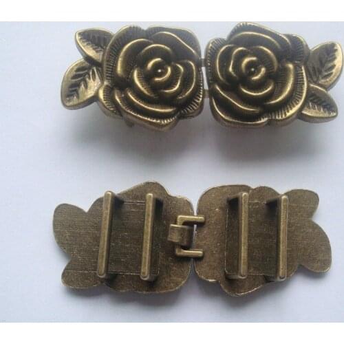 Top quality 15mm 3/5" Wide antique brass alloy rose belt hook buckle,Garment trimmings Quality metal womens flower buckle