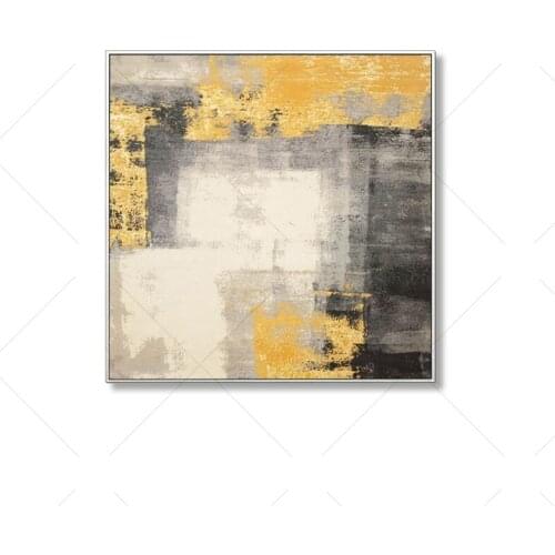High Quality Yellow Gray Brush Abstract Dreamlike Shading Method Oil Painting Canvas Handmade Painted Home Decor Artwork