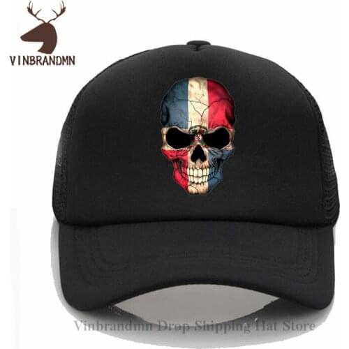 Top High Quality Summer Style Baseball cap Dominican Flag Dominican Republic Skull Distressed funny unisex Fishing Fishermen hat