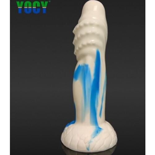 YOCY Colorful Adult Toys Silicone Animal Dildo Crocodile Bumpy Little Pump Fake Penis Butt Plug Blue White Suction Dildos