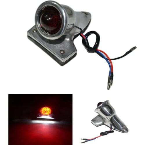 Red Polish Motorcycle Tail Light Lamp License Plate For Harley Bike Bobber Chopper Custom Vintage Style Brake TailLight