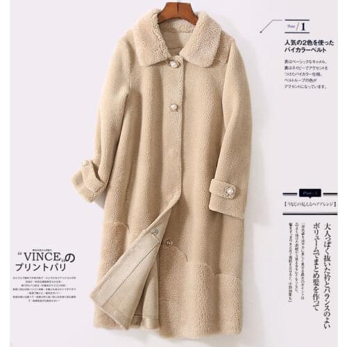 2021 Women Winter Genuine Granular Fur Coat Female Turn Down Collar Lambs Wool Outerwear Lady Casual Sheep Shrearing Jakcet K330