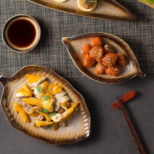 Ceramic Leaf Shape Dinner Plate Sushi Fruit Dessert Cake Plates Creative Afternoon Dishes Dinnerware Pasta Plate Dish for Home