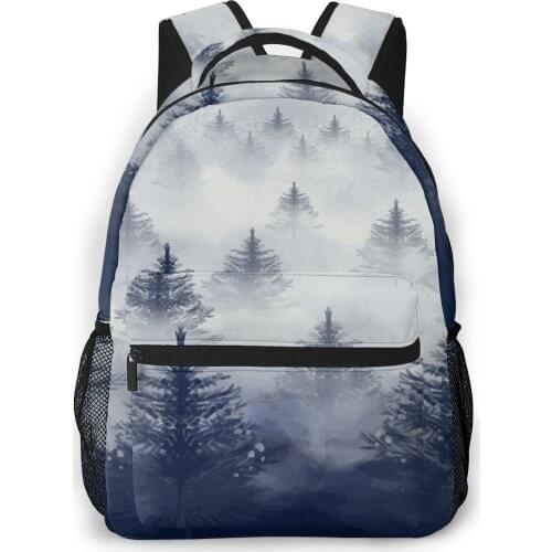 Backpack Women Shoulder Bag For Teenage Girls Watercolor Forest Bagpack Female Ladies School Backpack