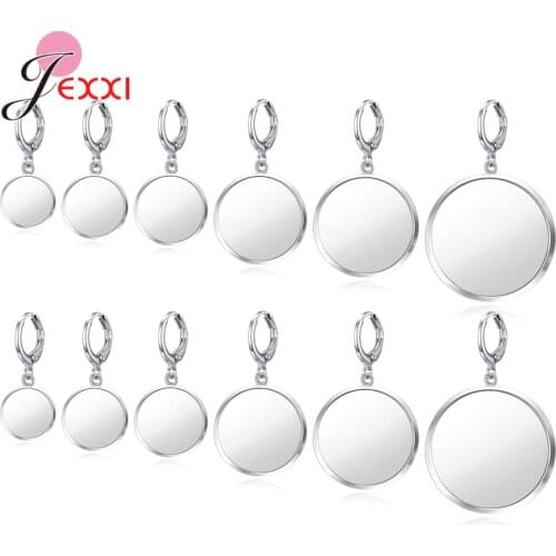 10pairs/Lot 925 Sterling Silver Earrings Hook Cabochon Blank Base10 12 14 18 20 25mm DIY Jewelry Making Accessories Supplies