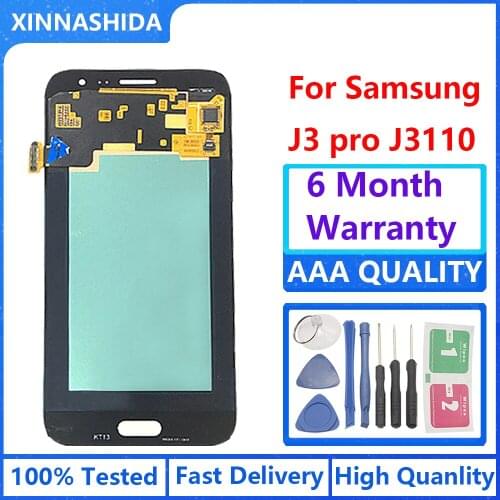 100% Tested For Samsung Galaxy J3P J3110 J3 pro J3119 WithAdjust Brightness J3110 LCD Display Touch Screen