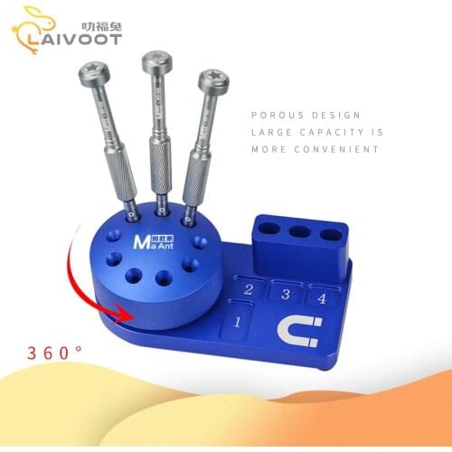360 Degree Rotating Magnetic Screwdriver Storage Box for Repairing Tools Holder Aluminum 9 Port Container With Magnetic Platform