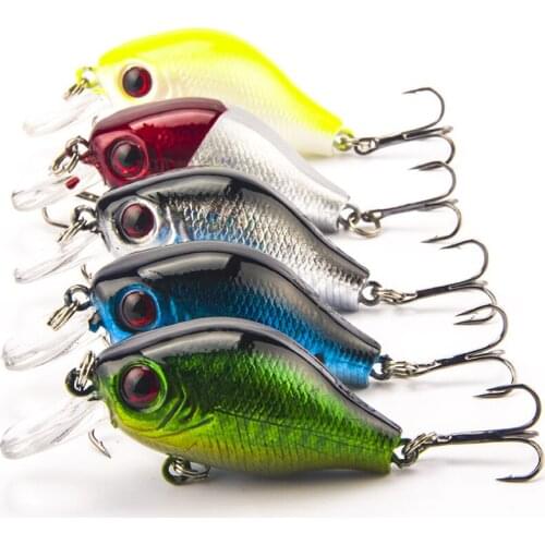 5pcs/lot Hard Artificial Life-like Fishing Lure Bait Fat Minnow Crank Swimbait Crankbait With Treble Hook